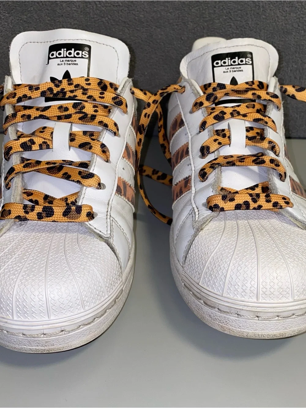 adidas Superstar W White Leopard Print Sneakers Size 7.5